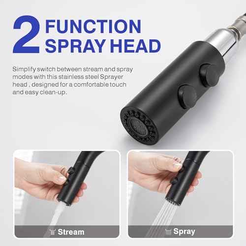 Bathroom Sink Faucet with Pull Down Sprayer, Matte Black Single Handle Pull Out Faucet with Pop-Up Drain, 1 or 3 Hole Laundry Bar Basin Faucet with Deck Plate, KBL-7002B-CL2