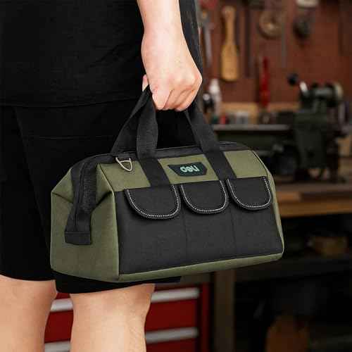 3 Pack Tool Bag for Men with Waterproof Hard Bottom, Heavy Duty Tool Bag Wide Mouth Tote for Various Instrument, Electrician Carpenter Mechanic