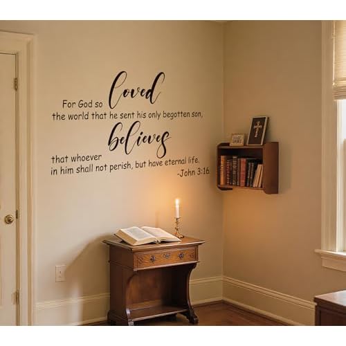 John 3:16 Wall Sticker,for God so Loved The World -Bible Verse Prayer Christian Religious Scripture Quotes Wall Decal Vinyl DIY Removable for Livingroom Home Office