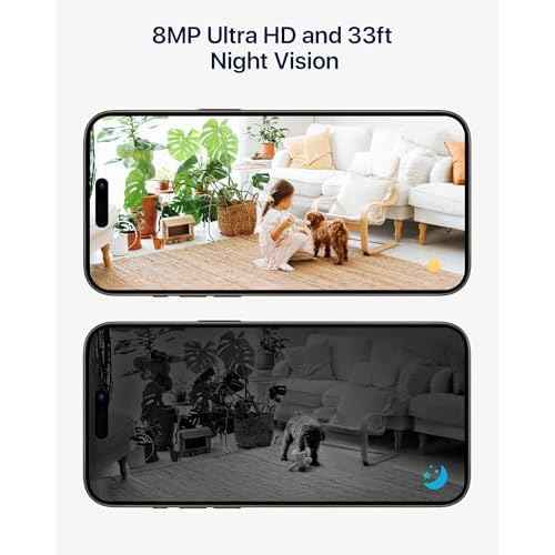 ZOSI 4K Pan/Tilt Smart Security Camera Indoor,Plug in 2.4/5GHz WiFi Camera,2 Way Video, Motion Tracking,8MP Baby/Pet Dog Monitor with Phone app, C519M8 360¡ÆView Home Cam, Cloud & Memory Card Storage