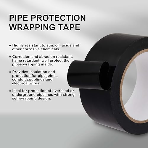 Corrosion Protection Pipe Tape for Drain Pipe, Metal & Electrical Piping Weatherproof PVC Pipe Wrap Insulation Tape for Outdoor, Underground Pipe Duct Anti-Corrosion & Protection, 1.88 IN X 36 Yds