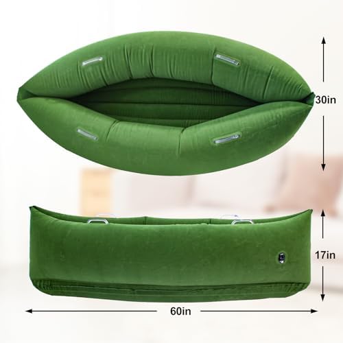 Sensory Peapod Chair for Kids, 60" Inflatable Pea Pod Chair Sensory Toys for Autistic Children, ADHD Sensory Canoe with Neck Pillow, Electric Air Pump, Green