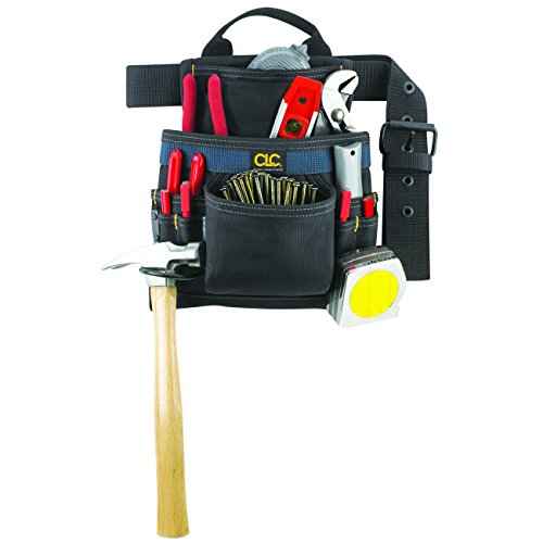 CLC Custom Leathercraft 2823 Ballistic Nail and Tool Bag, 10-Pocket , Black , Medium