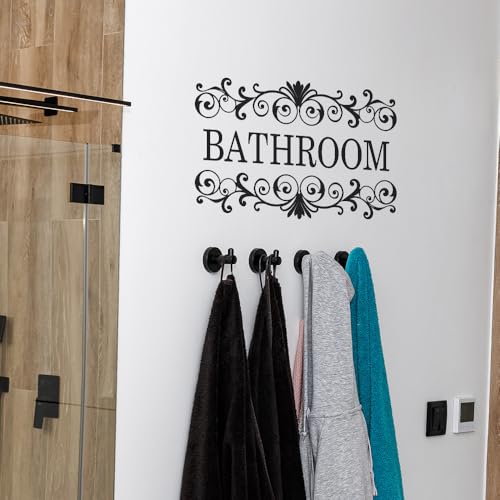 2 Packs Black Vine Bathroom Wall Decals Sticker Bathroom Wall Stickers for Bathrooms Decor Vinyl Wall Decor 10.6x7 Inch