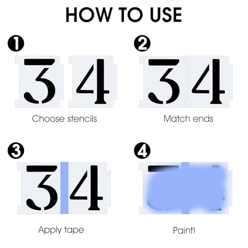Curb Stencil Kit 0-9 Address Number Stencils for Address Painting 20 Pcs Reusable Plastic Numbers Stencils Interlocking Templates for Painting on Road Wood Wall Mailbox (5.1 ¡¿ 4.3 Inch)