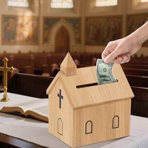 Offering Boxes for Church - Prayer Request Box, Wood Church Offering Collection Tithing Donation Fundraising Box 9.1 x 6.7 x 11.8 in