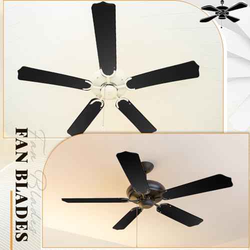 10Pcs Replacement Fan Blades for 42 52 Ceiling Fan Waterproof Weatherproof Fan Blades Replacement for Broken Substitution Replacing Indoor Outdoor Summer(Black,42 Inch)