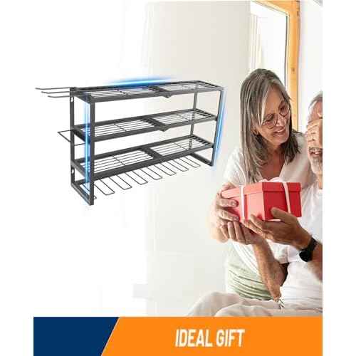 Power Tool Organizer Wall Mount,8 Drill Holders,Tool Organizers Power Tool & Drills Storage Rack Tool Shelf in Garage Workshop for Father's Day Husband Men's Gift (4Tiers, 8 Drill Holder)