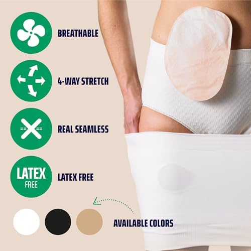 StomaSafe Plus Ostomy Support Belt (S/M) | Seamless Unisex Ostomy Hernia Belt for Physically Active Life | Soft Colostomy Bag Covers for Women & Men | Stretchy & Discrete Ostomy Pouch Covers