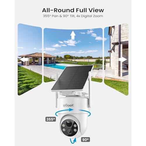 ieGeek Solar Security Camera Wireless Outdoor ? 2K 3MP WiFi Camera with Removable Solar Panel, Long Battery Life, 360¡Æ Pan Tilt, Color Night Vision, AI Detection, 2-Way Audio, IP65 for Home Security