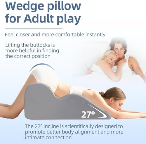 27 Degree Couples Pillow for Couples Sweet Spot Intimacy Pillows, Maintains Perfect 28 Angle Every Time, Firm Foam that Won?t Shift, Waterproof & Washable Cover (Black)