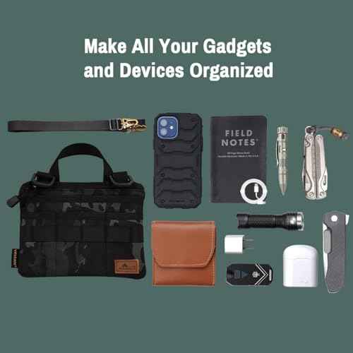 VIPERADE VE5 Slim EDC Pouch with 7 Pockets, Mens Pocket Organizer Multitool Pouch, Mini Crossbody Bag Messenger Shoulder Bag for Men (with Strap)