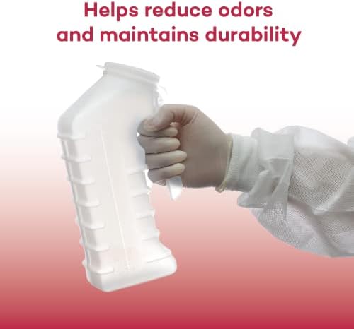 Dealmed Male Urinal with Attached Cover – Portable Urinals for Men with Translucent Receptacle, Shields Odors and Avoids Spills, 1 Ounce Increments Up to 1000 cc
