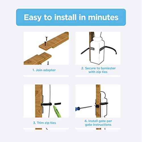 Perma Child Safety Extra Tall Universal Banister Adapter Kit for Pressure and Hardware Mounted Baby Gates up to 42" Tall, Damage Free Install Fits Round or Square Banister Posts, Gate Sold Separately