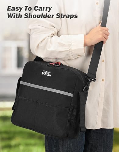 JOYTUTUS Wheelchair Backpack, Wheelchair Bag with Cup Holder, Wheelchair Accessories Bag with Reflective Stripe and Shoulder Strap for Rollator Wheelchair (11 * 11 * 3.74 in)