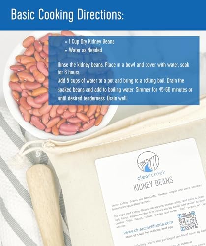 CLEAR CREEK Certified Glyphosate Residue Free Kidney Beans Grown in Washington | 25 lbs | Non-GMO | Kosher | Vegan | Non-Irradiated