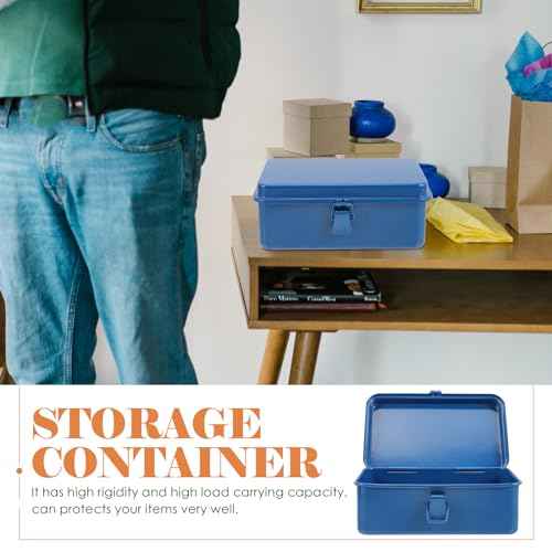 DOITOOL Small Tool Box - Metallic Tool Storage Case with Organizer for Car/Home Tools, Nails & Pins