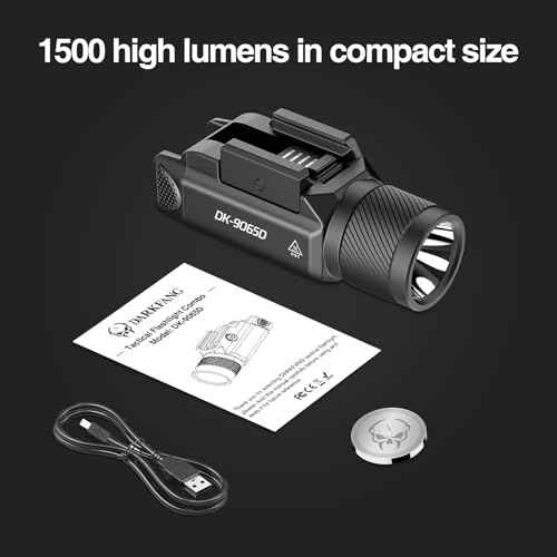 DARKFANG Tactical Flashlight 1500 Lumen for Shotgun/Pistol Light with Momentary/Strobe Function for 1913 Picatinny Rail