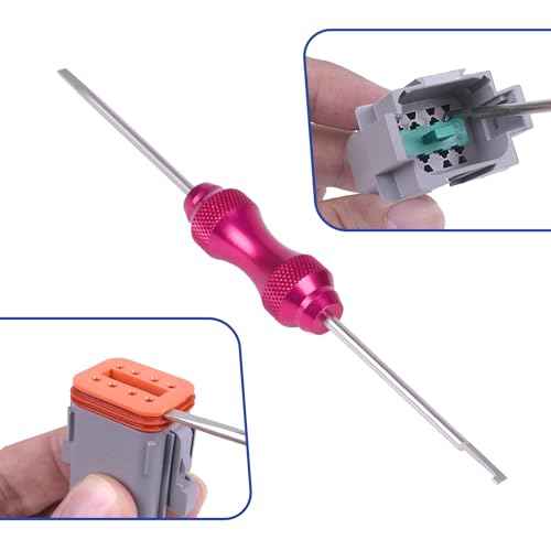 Deutsch Closed Barrel Crimper, Solid Barrel Contact & Circular Connector Contacts Crimping Tool (AWG 14-20) 4 Way Indent, 8 Impression Type£¬DT Connector Removal Tool,0411-310-1605 Blue Push Wire Tool