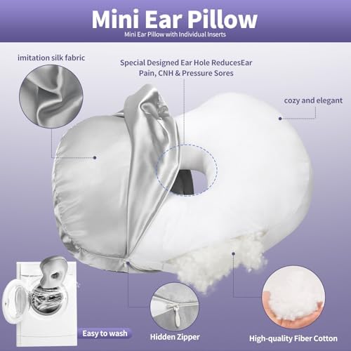 Orthopedic Ear Piercing Pillow for Side Sleepers, Pain Relief Design with Removable Cover and Ear Hole, 12x19 Inch Pierced Ears Support