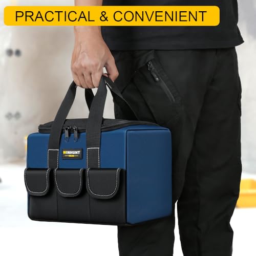 3 Pack Heavy Duty Tool Bags, Wide Mouth Tool Storage Bag with 5 Pockets, 12 inch Small Tool bag for Electricians, Maintenance Workers, Plumbers, Household use