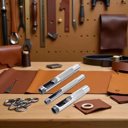 3 Pcs Grommets Hole Punch, Steel Hollow Leather Punch Set, 3-Piece Set (1/4, 3/8, 1/2 inch) is an Original Accessory for The Grommet Tool Kit, Grommet Kits