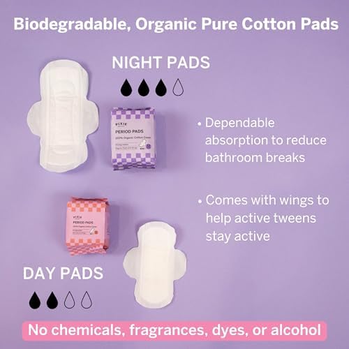 First Period Kit for Girls 9-12 - Ranked 1 for Comfortable & Organic Teen Pads - Tween Girls Trendy Stuff & Teen Girls Gifts - Biodegradable Absorbent Pads - Thoughtfully Designed for Tweens