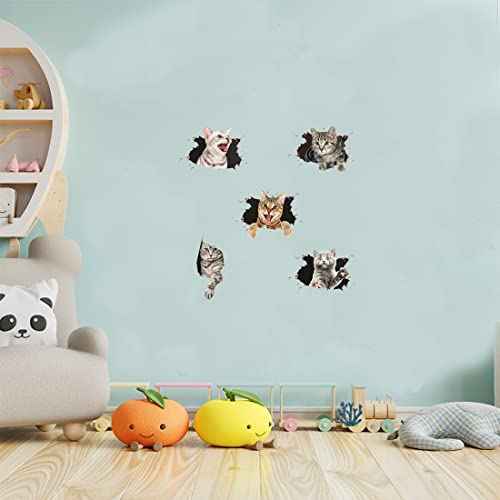 5 Pcs Cat Wall Decals - Wall Stickers for Bedroom, Fridge, Toilet, Car