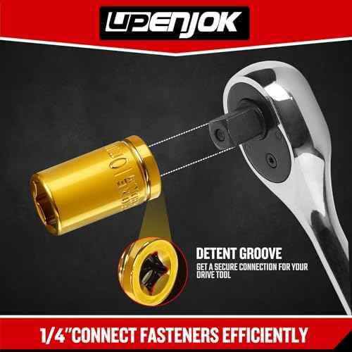 2-Pack 1/4" Drive 10mm Shallow Socket Set - Gold Plated CR-V Steel, 6-Point Design, Anti-Corrosion, for Automotive & DIY