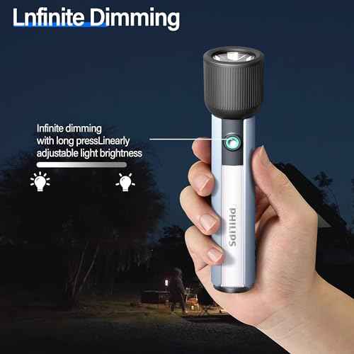 PHILIPS SFL1183 Bright 400 Lumens Tactical Torch High Lumens with 6 Modes,Rechargeable LED Flashlights, 2000mAh, Waterproof,Handheld Flash Light for Emergencies, Camping, Hiking