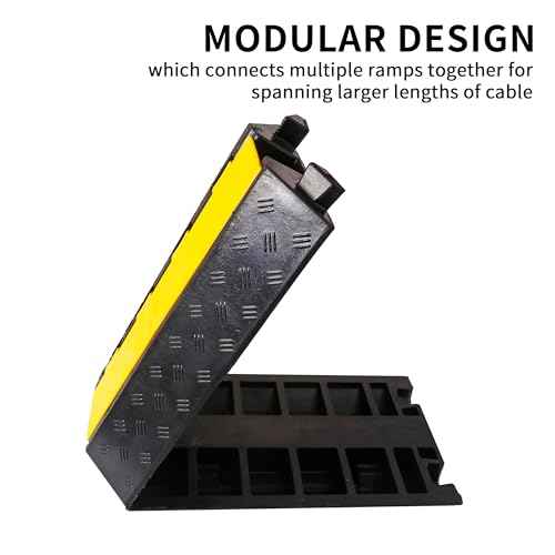 Rubber Cable Ramp Cord Cover Cable Protector Ramps Wire Hose Protective 1 Channel 22000Lbs Load Capacity Traffic Speed Bump for Asphalt Concrete Gravel Driveway, 1 Pack