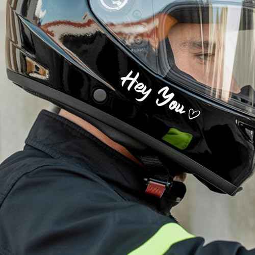 (3 Pcs) Hey You Mirror Sticker Cute Romantic Vinyl Decal with Heart for Car Rear View Mirror Window Laptop Motorcycle Aesthetic Love Quote Waterproof Sticker 4 Inches