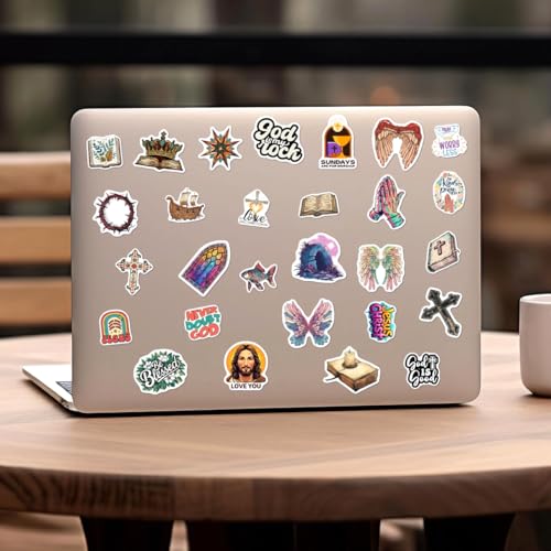 108 PCS Jesus Christian Stickers, Waterproof Inspirational Faith Bible Verse Stickers, Vinyl Religious Scripture Decals for Water Bottles, Laptop, Journaling, Spiritual Gifts