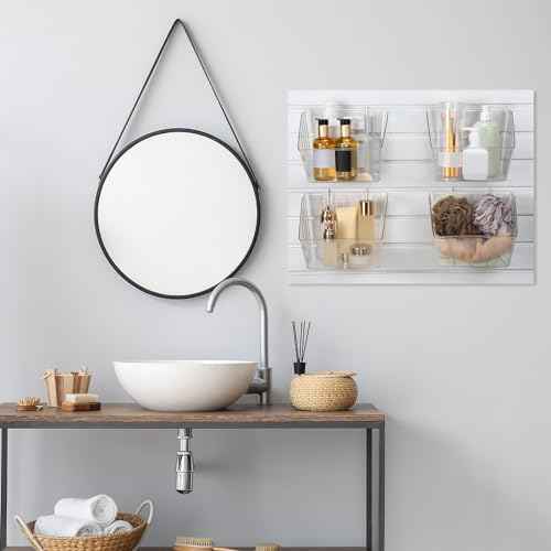 4 Pcs Slatwall Bins with Hooks, Plastic Wall Mounted Storage Bins Slatwall Accessories Organizer Containers for Organizing Hardware Tool Garage Wall DIY Craft Workbench(Clear)