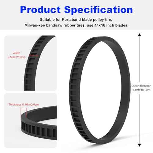 Replacement Bandsaw Pulley Tires 45-69-0010 for Milwau kee Portable Band Saws Parts AO2807 6238N 6230 6232-6 6225 6238-20 2729-20 (2 Pack)