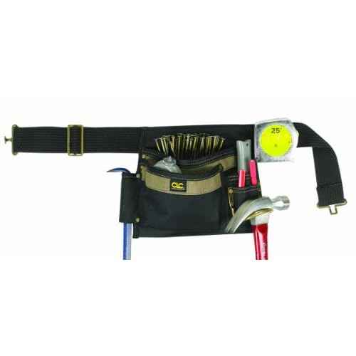 Custom Leathercraft Unisex 1245 Tool Bag, Black/Tan, 6-Pocket US