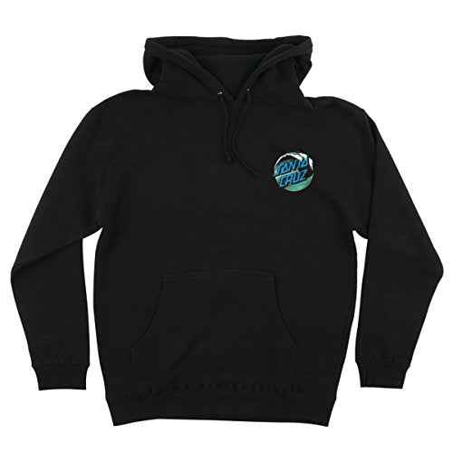 SANTA CRUZ Wave Dot P/O Hooded Heavyweight Sweatshirt Black Lg Mens