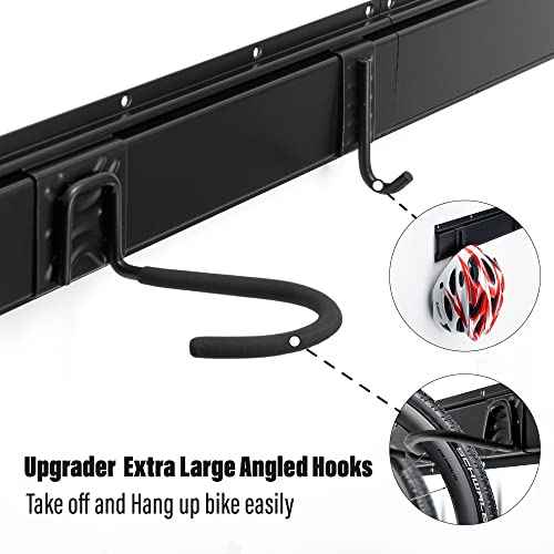 Sinoer 6-Bike & 6-Helmet Wall Mount Rack - 64 Inch Adjustable Bike Storage, Heavy Duty Steel Hooks, Space-Saving Bike Organizer for Home & Garage
