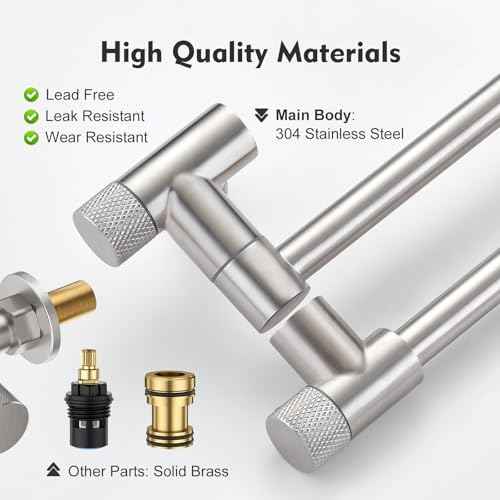 Pot Filler Faucet with Knob Switch, Wall Mount Over Stove Folding Faucet, Single Hole Stainless Steel Kitchen Pot Faucets, Brushed Stainless