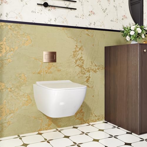 Wallercity Luxury Beige/Gold Marble Contact Paper for Cabinets Countertops Golden Peel and Stick Countertops Vinyl Wrap Waterproof Self Adhesive Marble Wallpaper for Kitchen Table Shelf 15.8''x78.7''