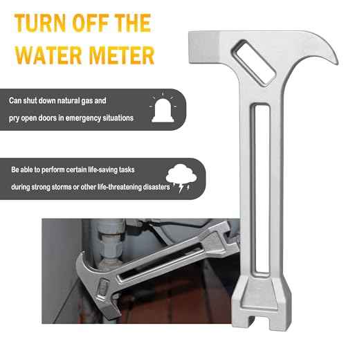 Gas & Water Shut-Off Tool, 4-in-1 Gas Shut-Off Wrench Fire Fighter Gear/Non-Sparking Pry Bar for Emergency Shut-Off Of Gas And Water 2 Pcs