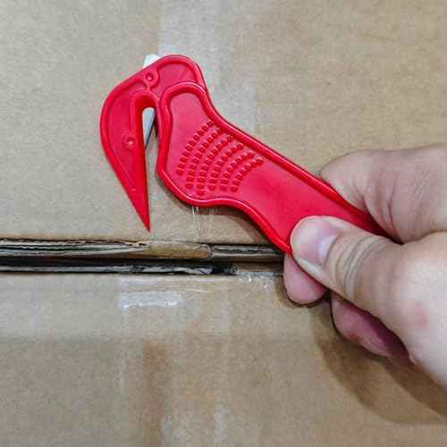 3pcs Safety Box Cutter Utility Knives Packaging Knife Set Stainless Steel Concealed Blade Package Opener with Tape Splitter for Cartons, Cardboard, Wrap, Straps, Film, 1Red and 2Yellow