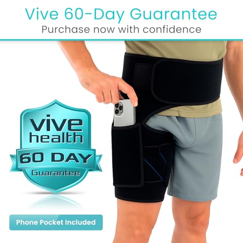 Vive Hip Brace for Sciatica Pain Relief - Groin Support Wrap for Sciatic Nerve Pain, Hip Flexor Strain, Thigh & Harmstring Pull, Arthritis - Adjustable & Comfortable Stabilizer for Muscle Recovery (Left)