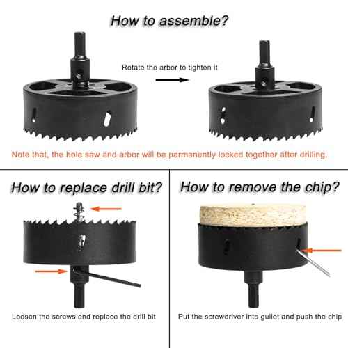 4 Inch Hole Saw with Arbor for Wood Metal Plastic, 4 in Bimetal Hole Cutter, Fast Chip Removal, Smooth Flat Drilling Edge, Lightweight & Portable (Black)