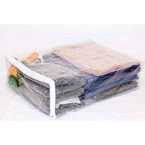 Set of 10 Clear Vinyl Zippered Storage Bags 15 x 18 x 5 Inch