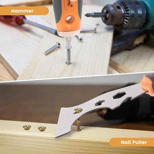 MulWark 16-in-1 Painter's Tool,3¡± Putty knife Drywall Paint Scraper,Multi-Painter's Stainless Steel Tool,Spealloy Paint Scraper, Taping knife,Hammer Head Soft Grip Handle,Nut Wrench Screw Bits inside