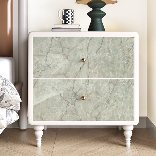 Green Marble Contact Paper for Countertops Waterproof Green Gold Marble Wallpaper Peel and Stick Glossy Granite Contact Paper for Bathroom Kitchen Backsplash Cabinets Table Cyan Vinyl Decor