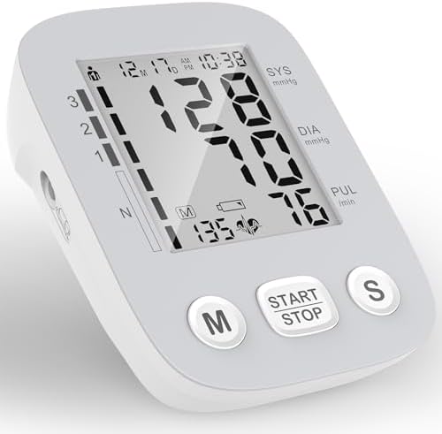 Upper Arm Blood Pressure Monitors for Home Use with Large Cuff, Adjustable Cuff Upper Arm BP Machine, Blood Pressure Machines with 500 * 2 Sets Memories, Support 2 Users(Grey)