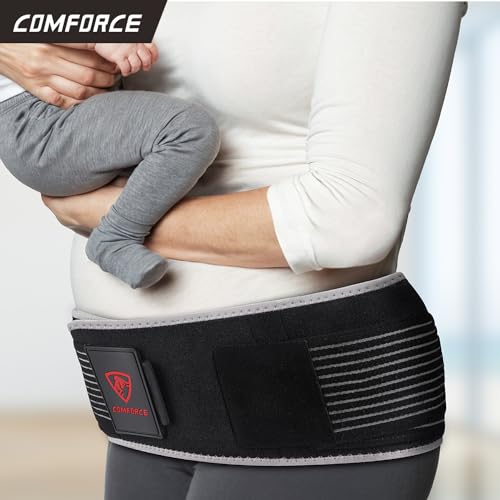 Sacroiliac Hip Belt, Dual Adjustable Compression with Ice Pack, Relief for Lower Back, Pelvic Stabilization, Postpartum Recovery & Lumbar Support - L(fits waist circumference: 38-46 inches)