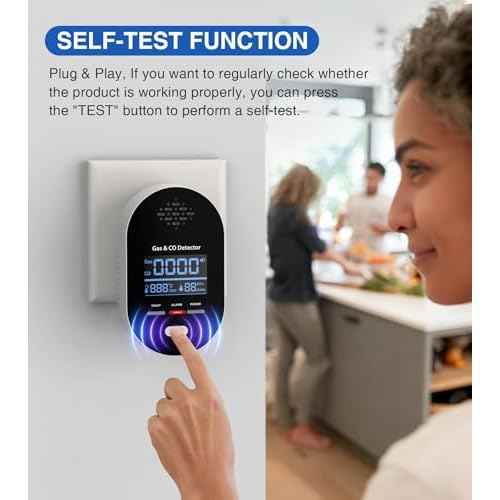 Carbon Monoxide Detectors Plug-in,4-in-1 Portable Gas & Co Detector Plug in with Fahrenheit(¡ÆF) & Humidity,Carbon Monoxide Monitor Alarm for RV Travel Home Basement Hotel (Gas & Co)